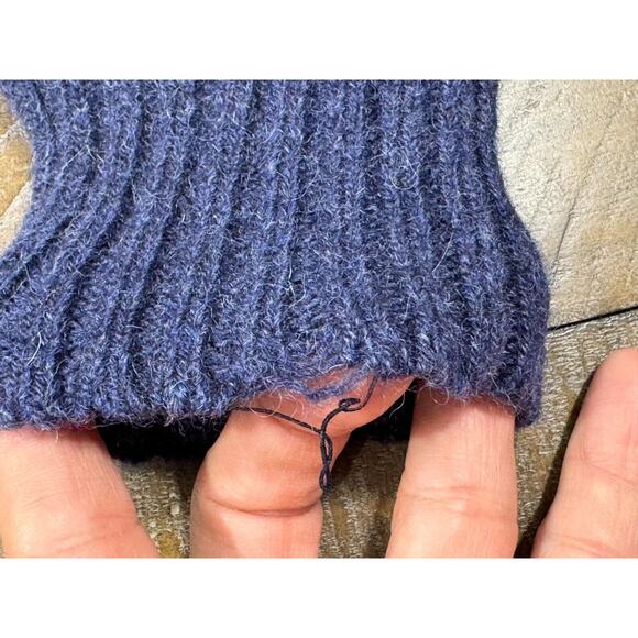 Matteo Volpi Sweater 100% Shetland Wool - Blue 1/4 Zip Mock Long Sleeve No Tag-L - Picture 5 of 8